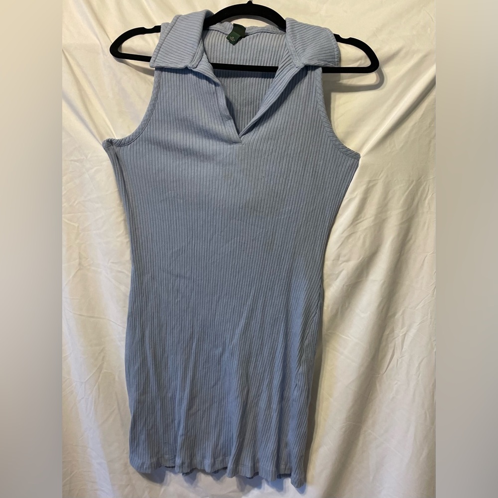 🔥Target | Ribbed Bodycon Mini Dress w/ Collar | Baby Blue